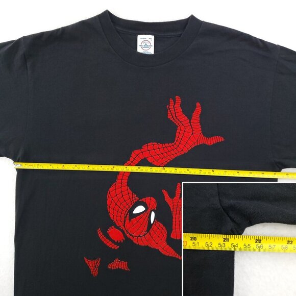 Spider-Man Vintage T-Shirt Felt 90s Marvel Comics Delta Cotton Large - Picture 9 of 12